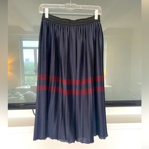 COPY - Zara Navy Pleated Skirt with Red Stripe, Size Small